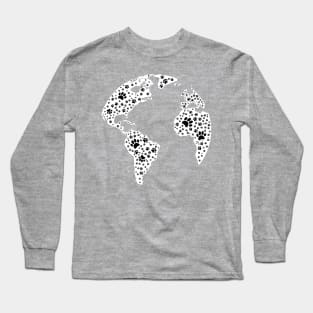 World Atlas Dog Paw Prints Long Sleeve T-Shirt